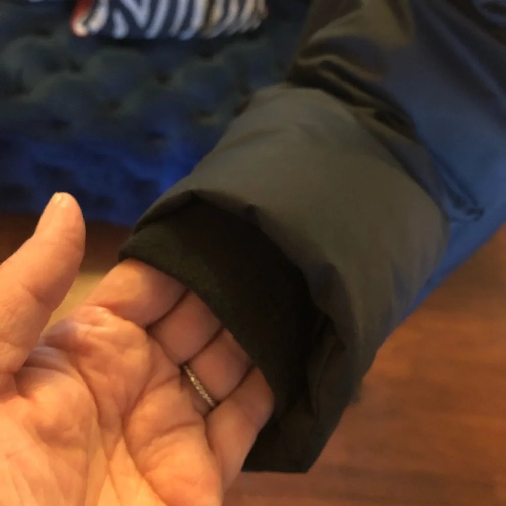 Athleta Down Puffer Parka Jacket dual zipper Coat with hood & embroidered detail - Picture 12 of 12